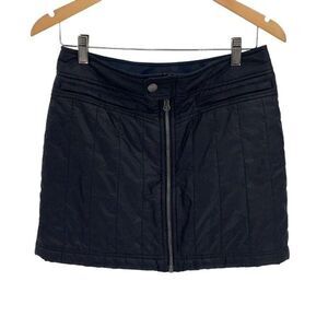 Athleta TOASTY BUNS Primaloft Black/Charcoal Gray Zipper Quilted Mini Skirt Sz 6